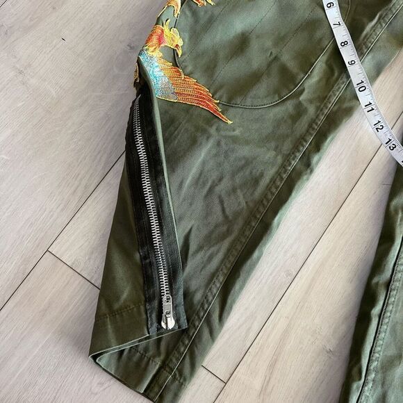 Sandro Glenwood Embroidered Wide-leg Pants in Olive Green Size 36 - Picture 5 of 15